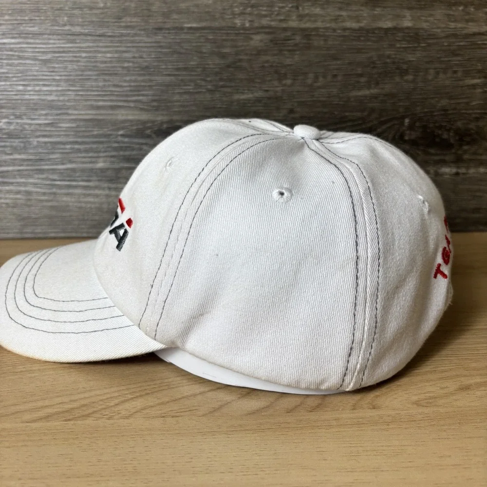 TGA Premier Golf Hat Cap Strap Back Mens White Red Golf Embroidered Adult Sports